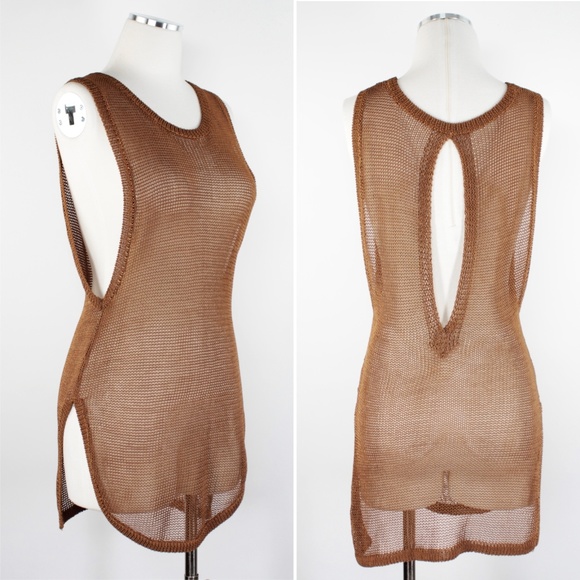 H&M Tops - H&M Sheer Crochet Knit Dip Hem Tunic Tank Keyhole